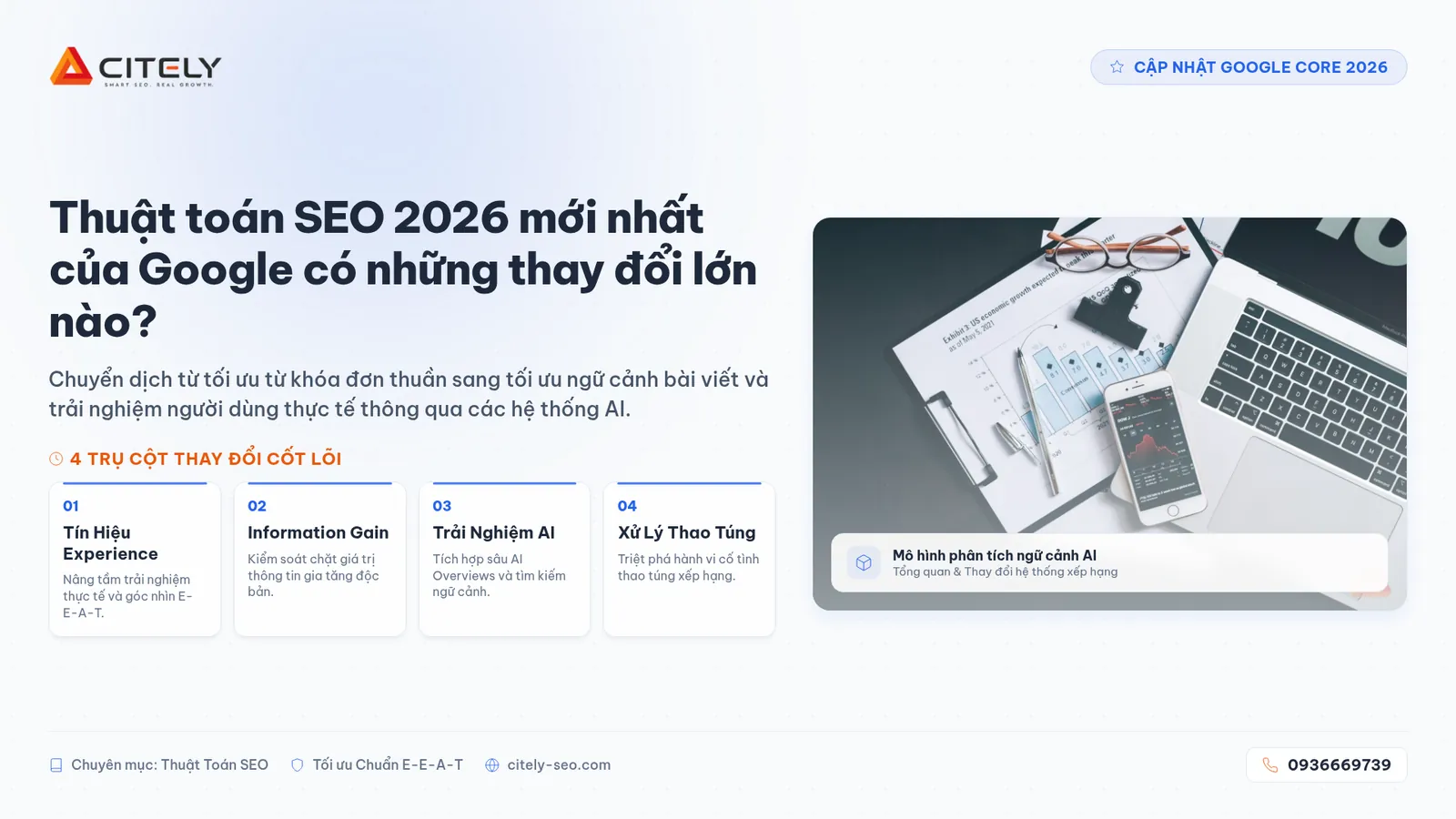 Sơ đồ hệ thống thuật toán SEO 2026 mới nhất của Google và các yếu tố E-E-A-T
